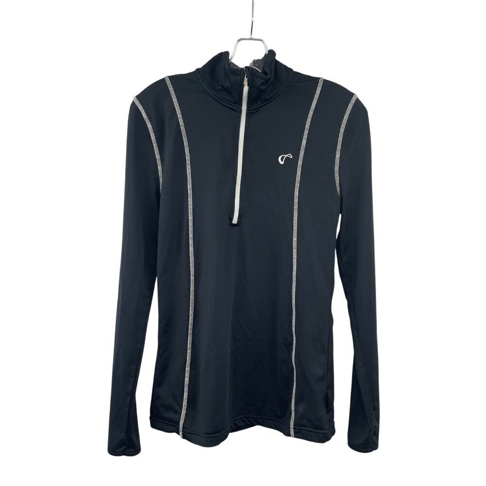 Athletic DNA Womens Active Pullover 1/4 Zip Black/White Size Small